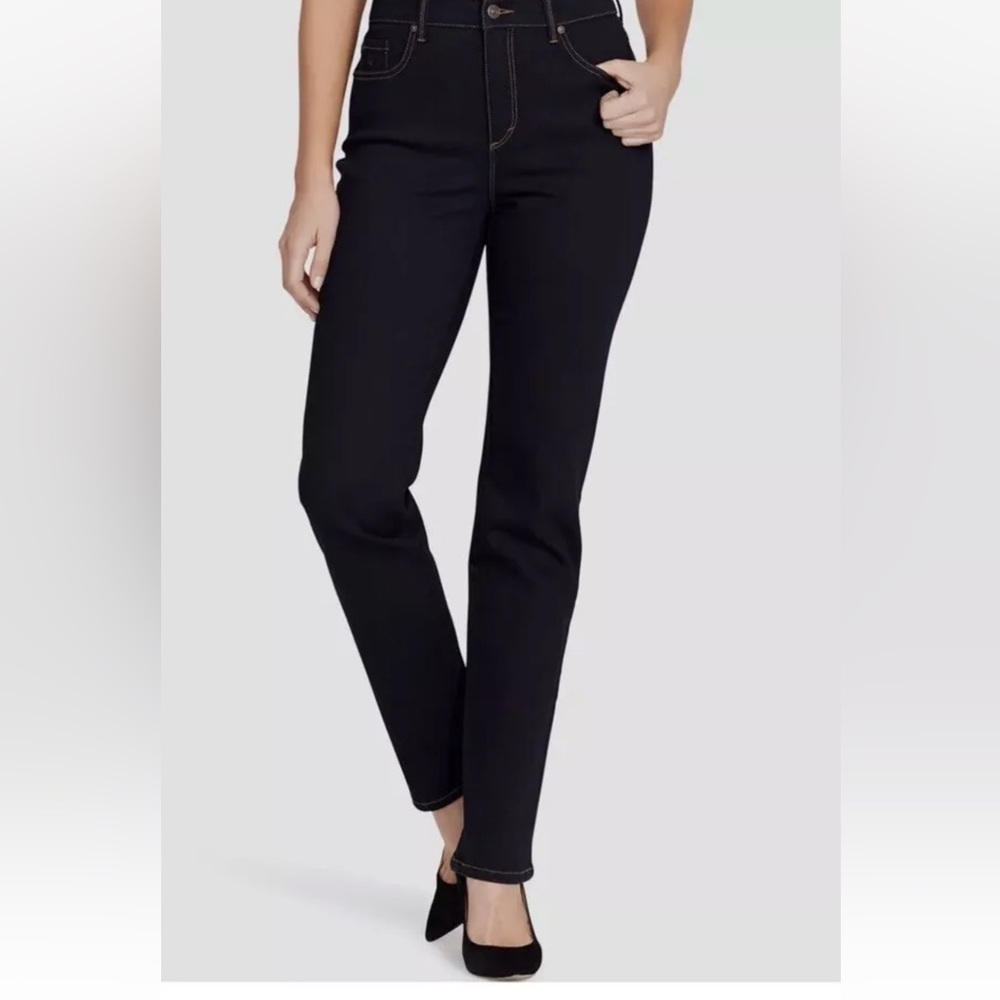Gloria Vanderbilt Women's Blue Stretch Denim Straight Jeans Pants Size 10